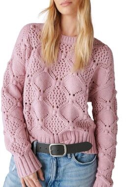Lucky Brand Open Stitch Pullover Sweater in Dusty Rose Size Medium